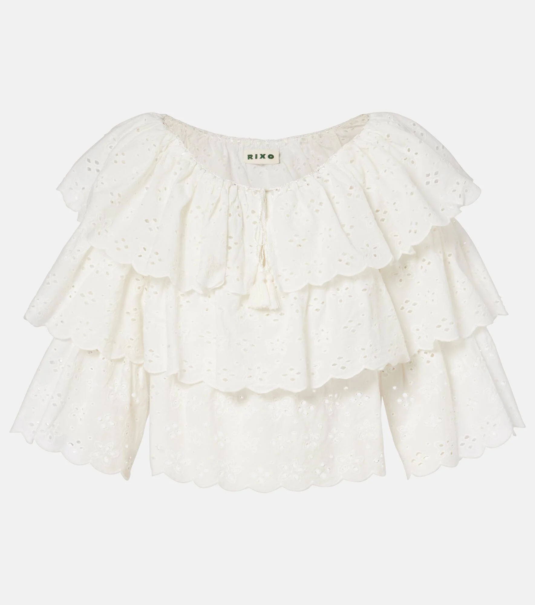 Broderie anglaise tiered cotton top - 1