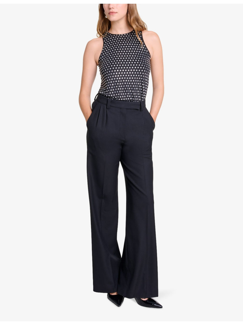 maje Pressed-creases pleated wide-leg mid-rise stretch-woven trousers outlook