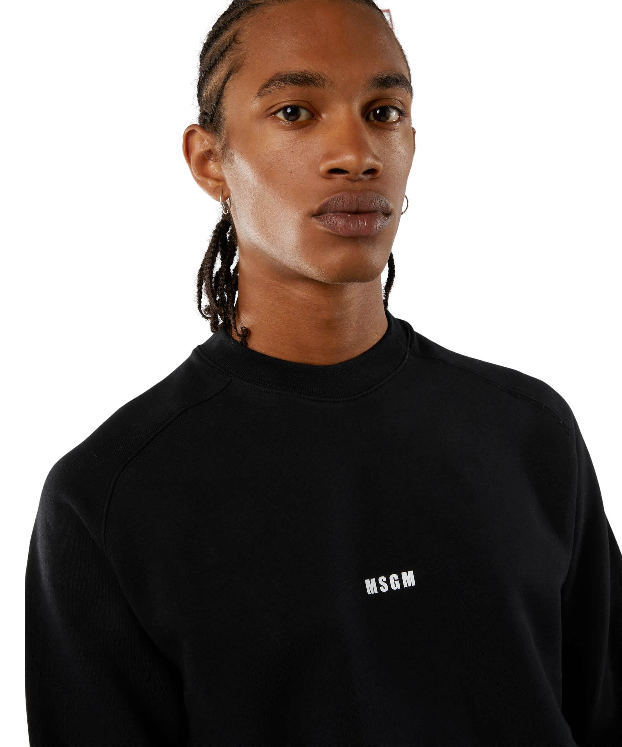Crew neck cotton sweatshirt with a micro logo - 5