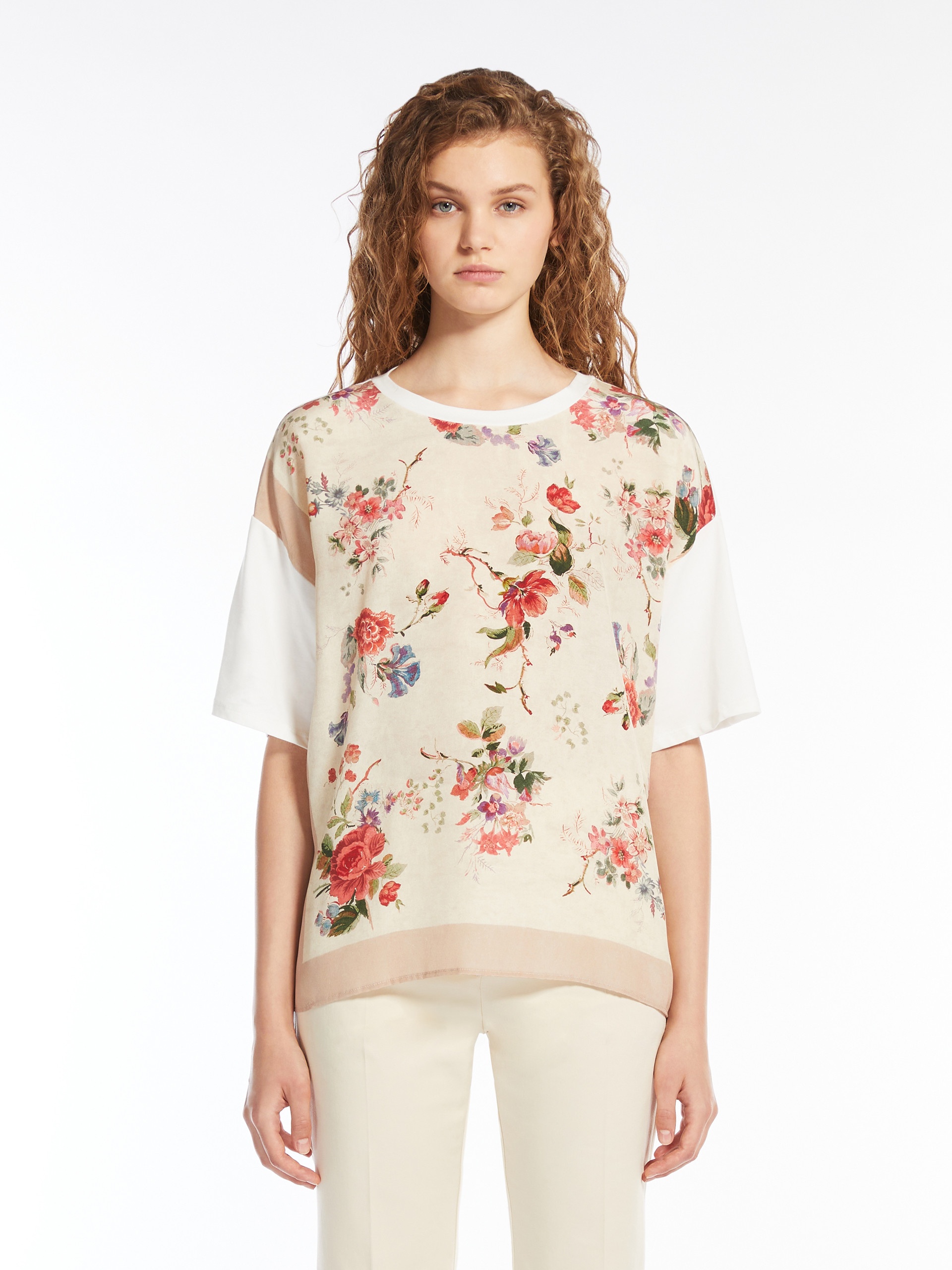 PAMPAS Printed silk and jersey T-shirt - 3