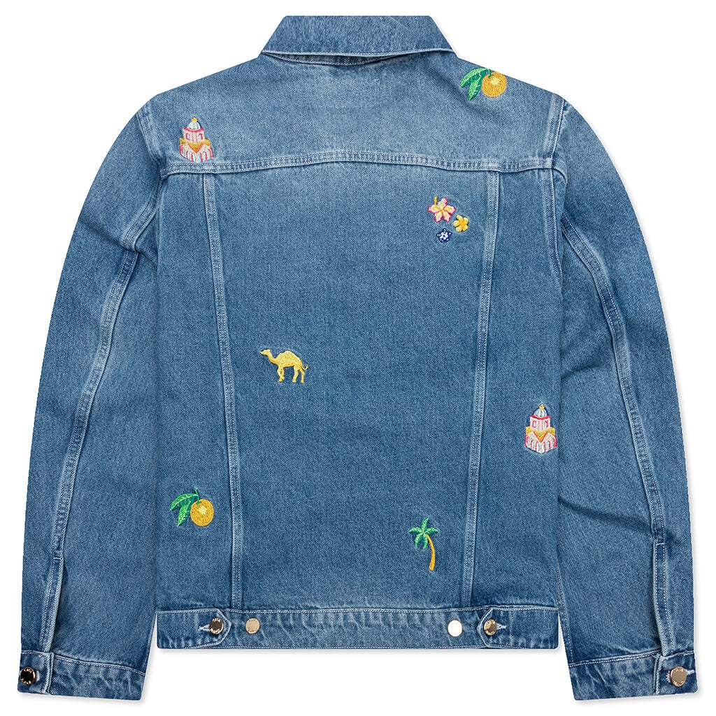 STONE WASH DENIM EMBROIDERED MOTIF JACKET - STONE WASH - 2