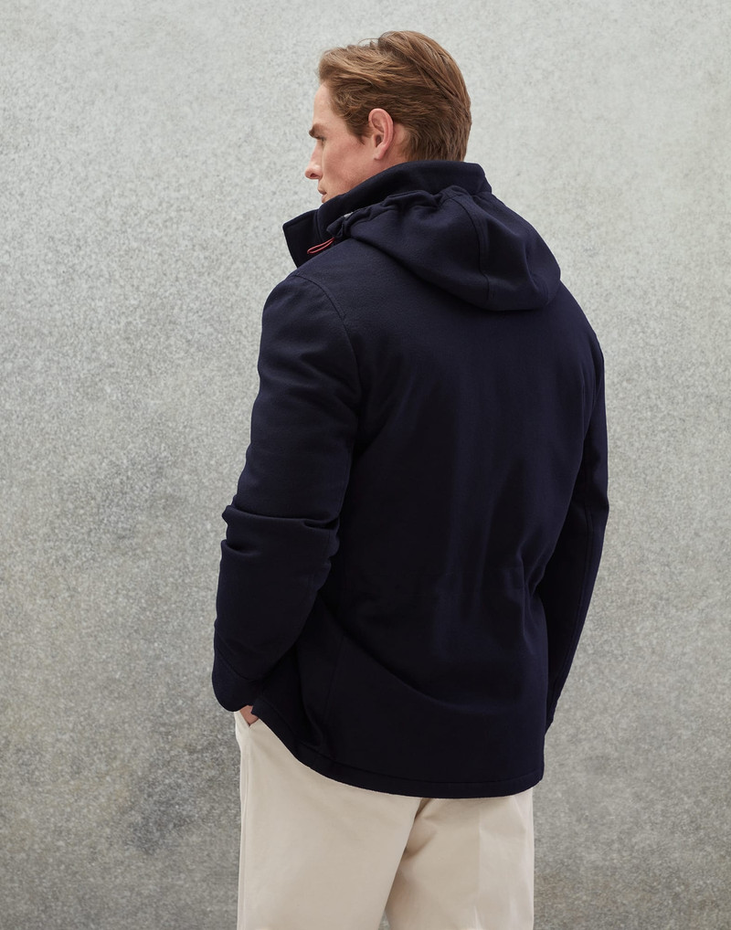Brunello Cucinelli Bonded cashmere beaver cloth parka with Thermore® padding and detachable hood outlook