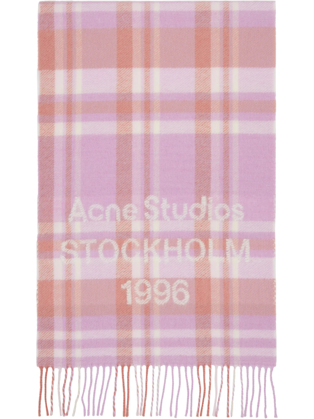 Pink Wide Check Logo Scarf - 1