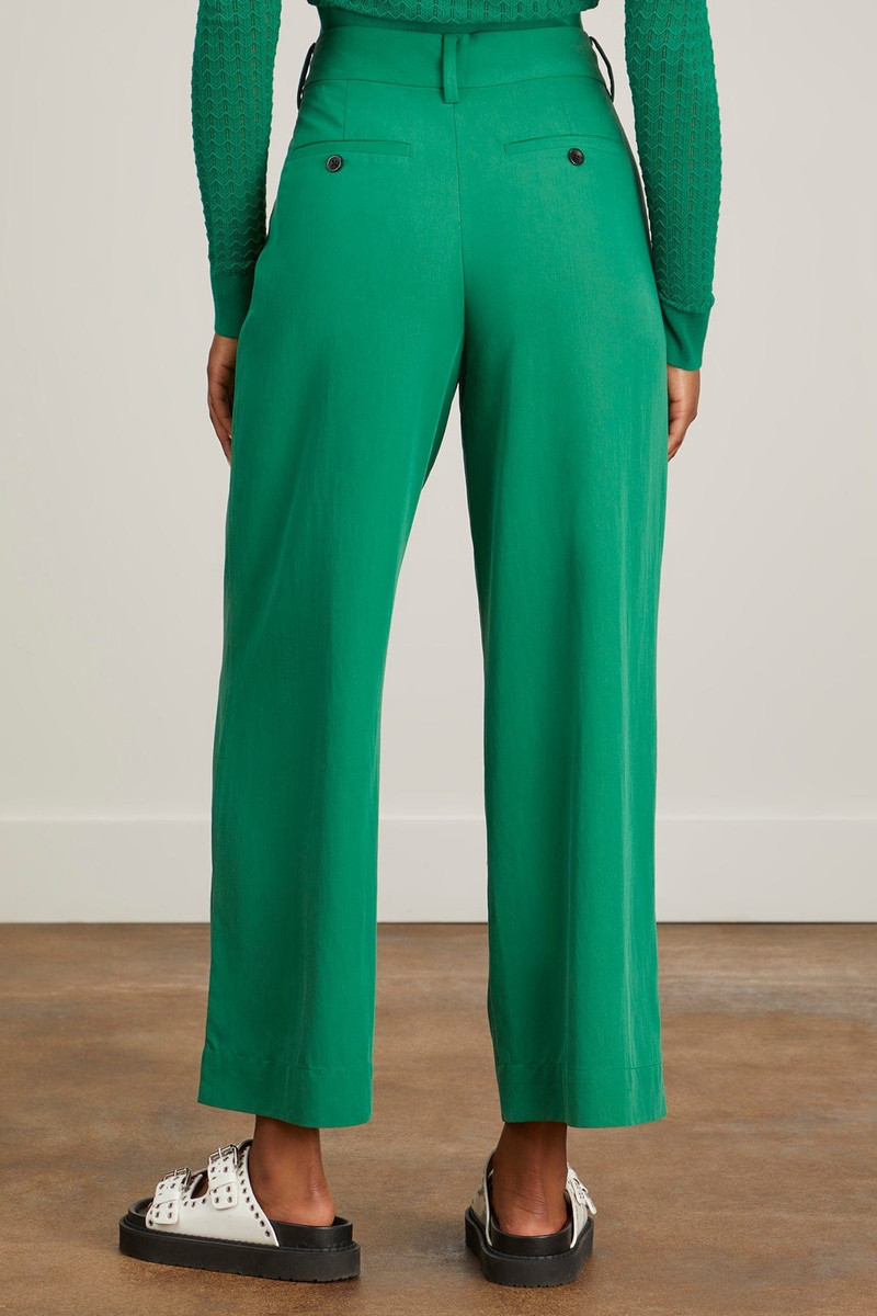Drapey Suiting Wide Leg Pant in Green 4