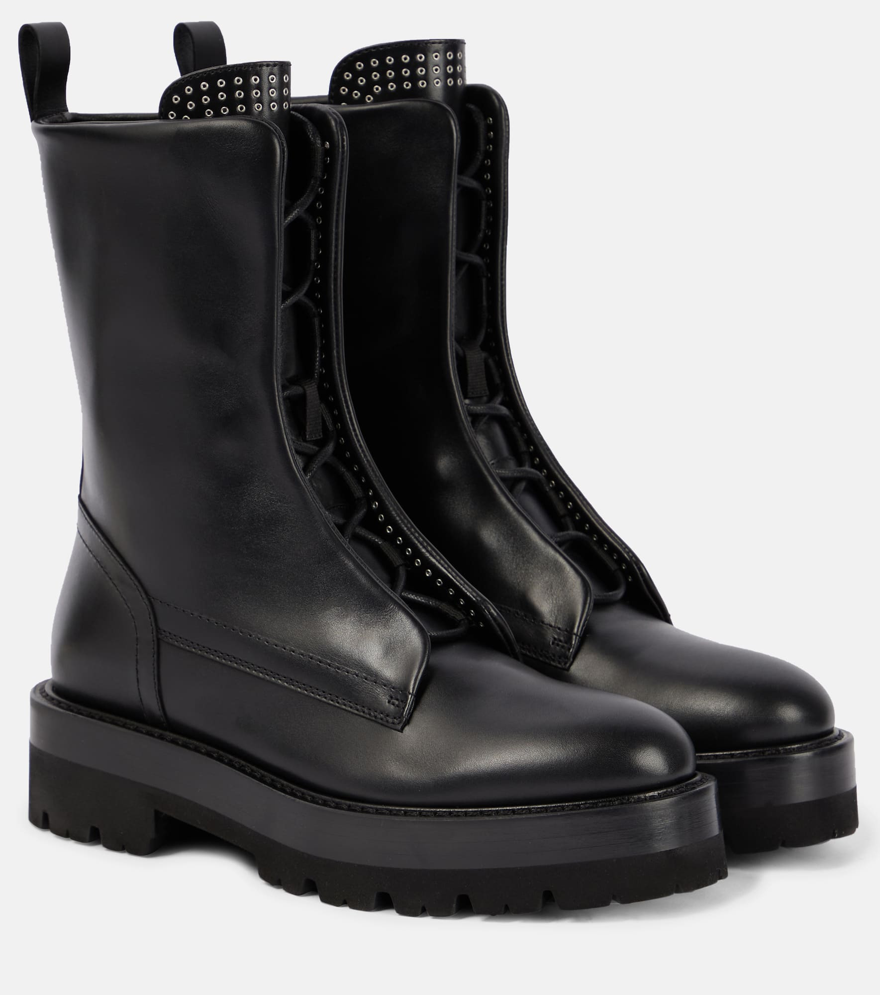 Embellished leather combat boots - 1