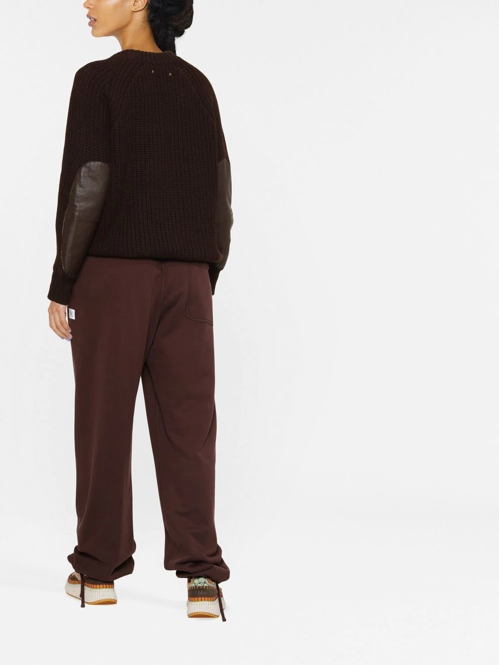 elbow-patch ribbed-knit jumper - 4