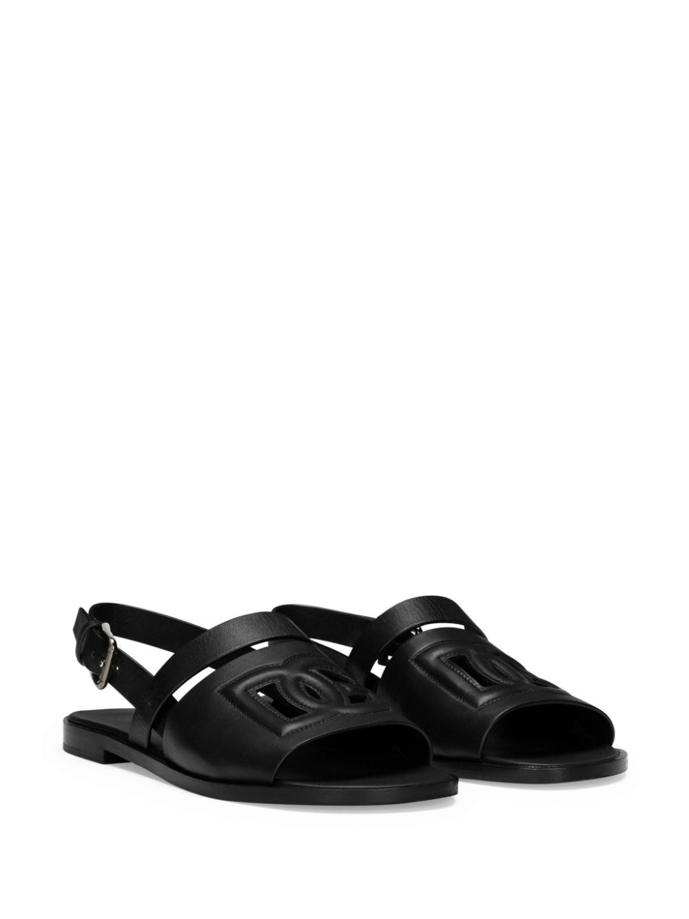 logo-embossed leather slides - 2