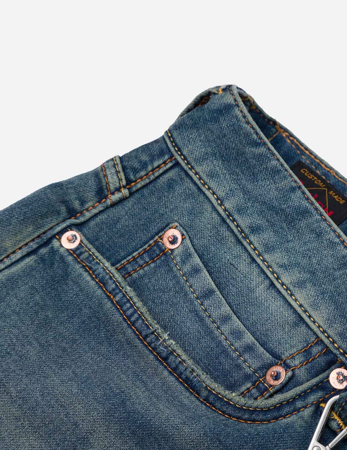 Seagull Embroidery with Hand-Woven Lanyard Relax Straight Fit Jeans #2030 - 12