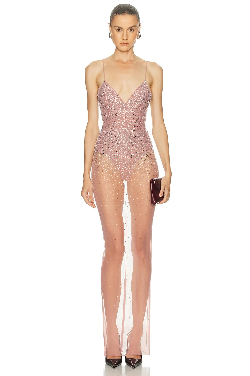 Crystal Mesh Column Dress - 1