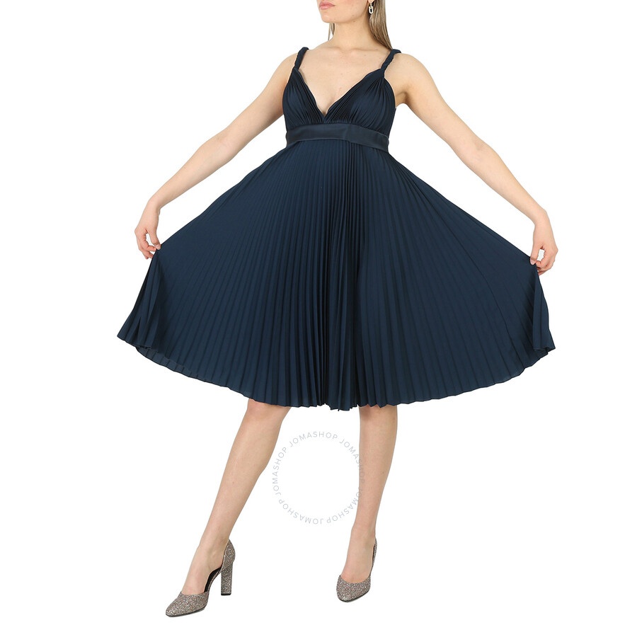 Burberry Ladies Ink Blue Empire-Line Pleated Dress - 5