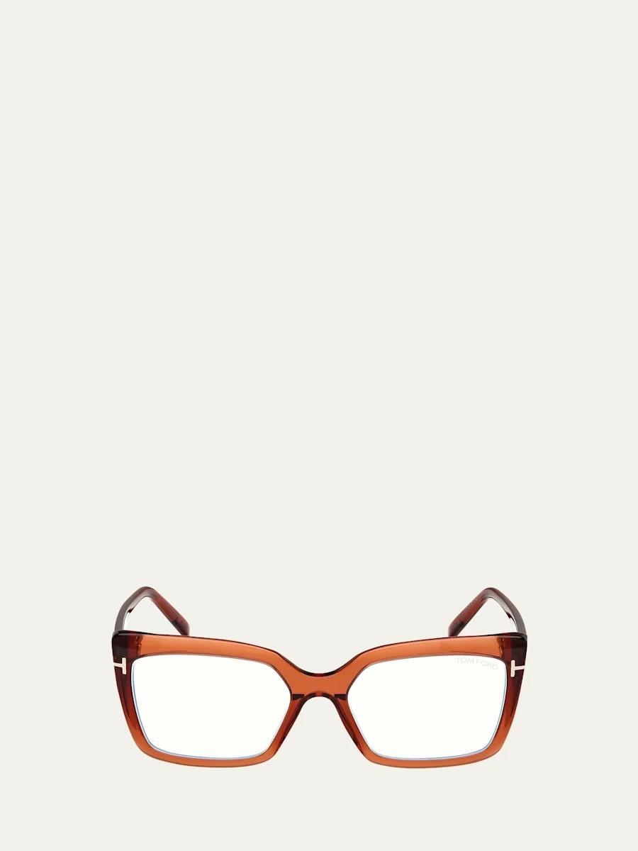 Blue Blocking Acetate Rectangle Glasses - 1