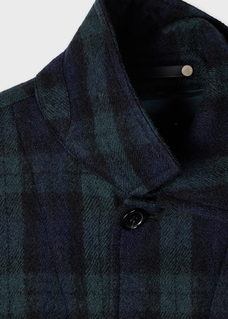 Paul Smith Navy and Green Check Wool Work Jacket outlook