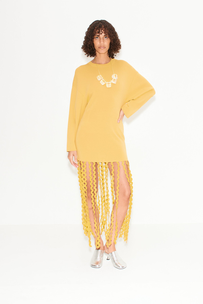Wallis Knit Fringe Dress in Butter 4