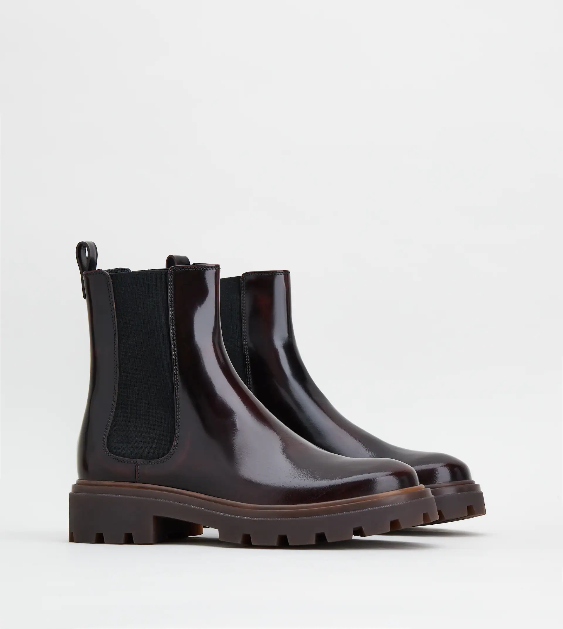 ANKLE BOOTS IN LEATHER - BURGUNDY - 3