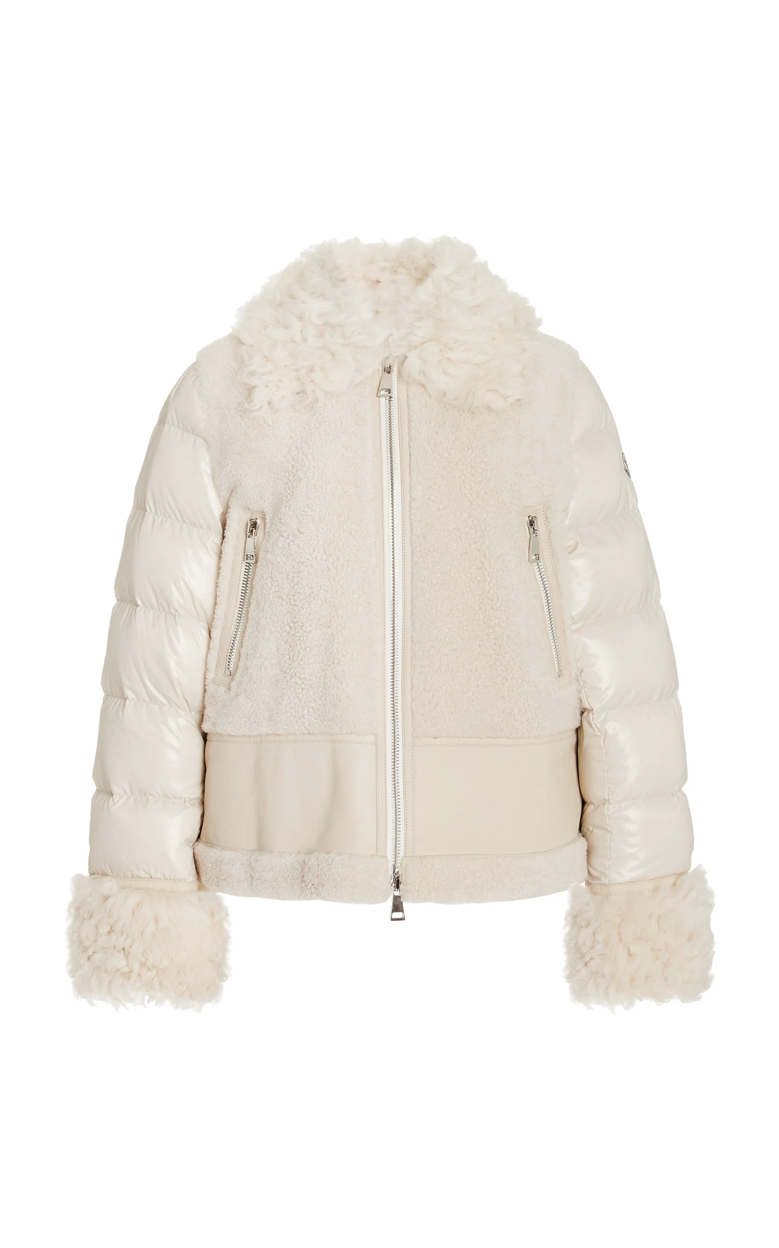 Gaillands Shearling-Trimmed Leather Down Jacket white - 1