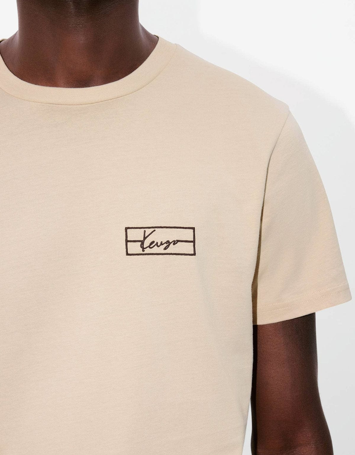 Kenzo Weave Beige Logo Embroidered T-Shirt - 5