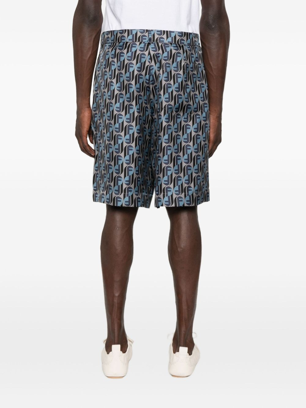 monogram-print silk shorts - 4