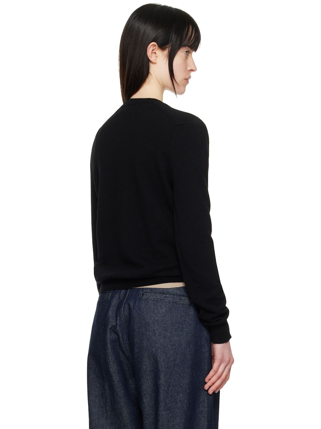 Black Red Heart V-Neck Sweater - 3