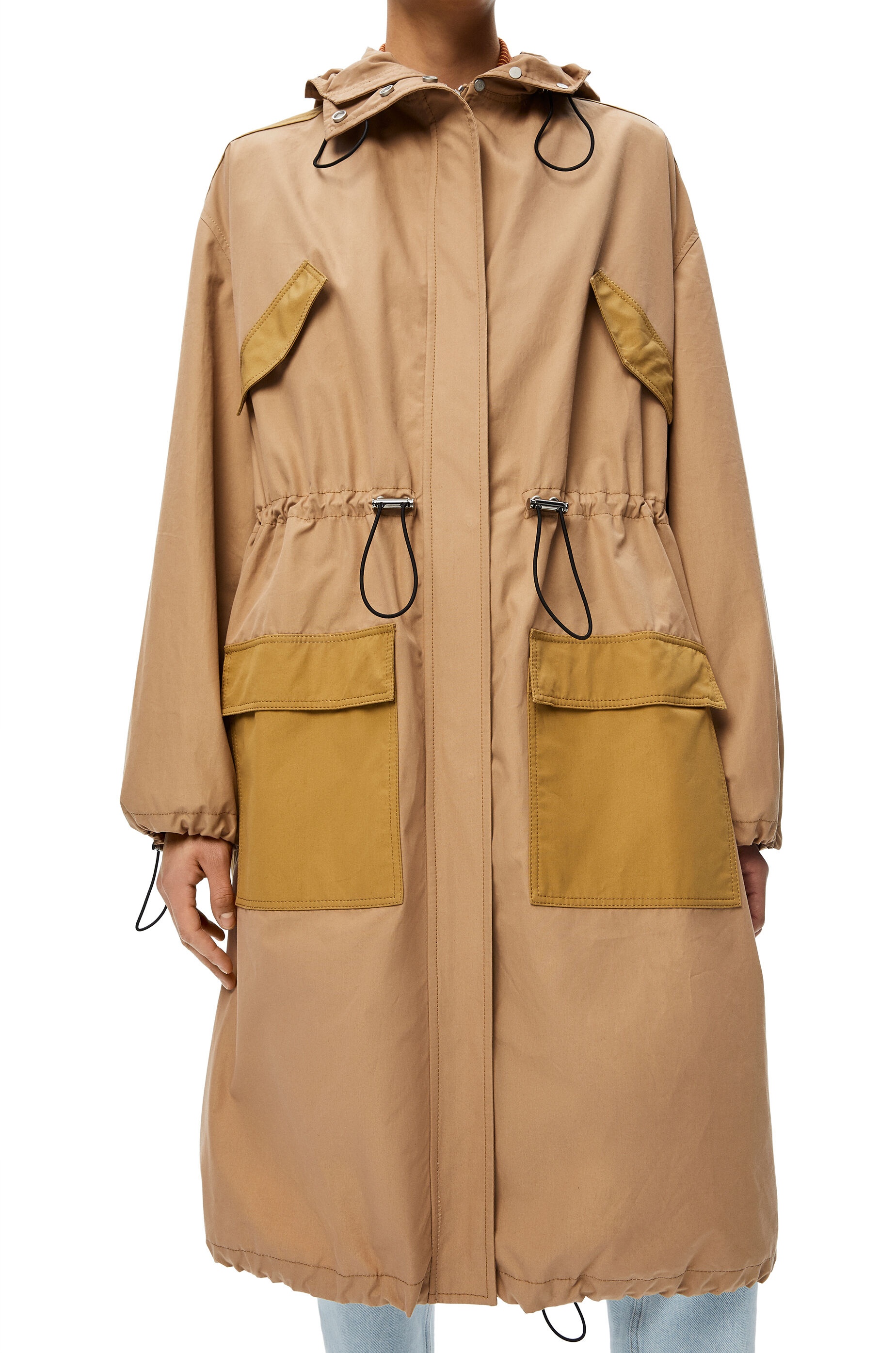 Drawstring long parka in cotton - 5