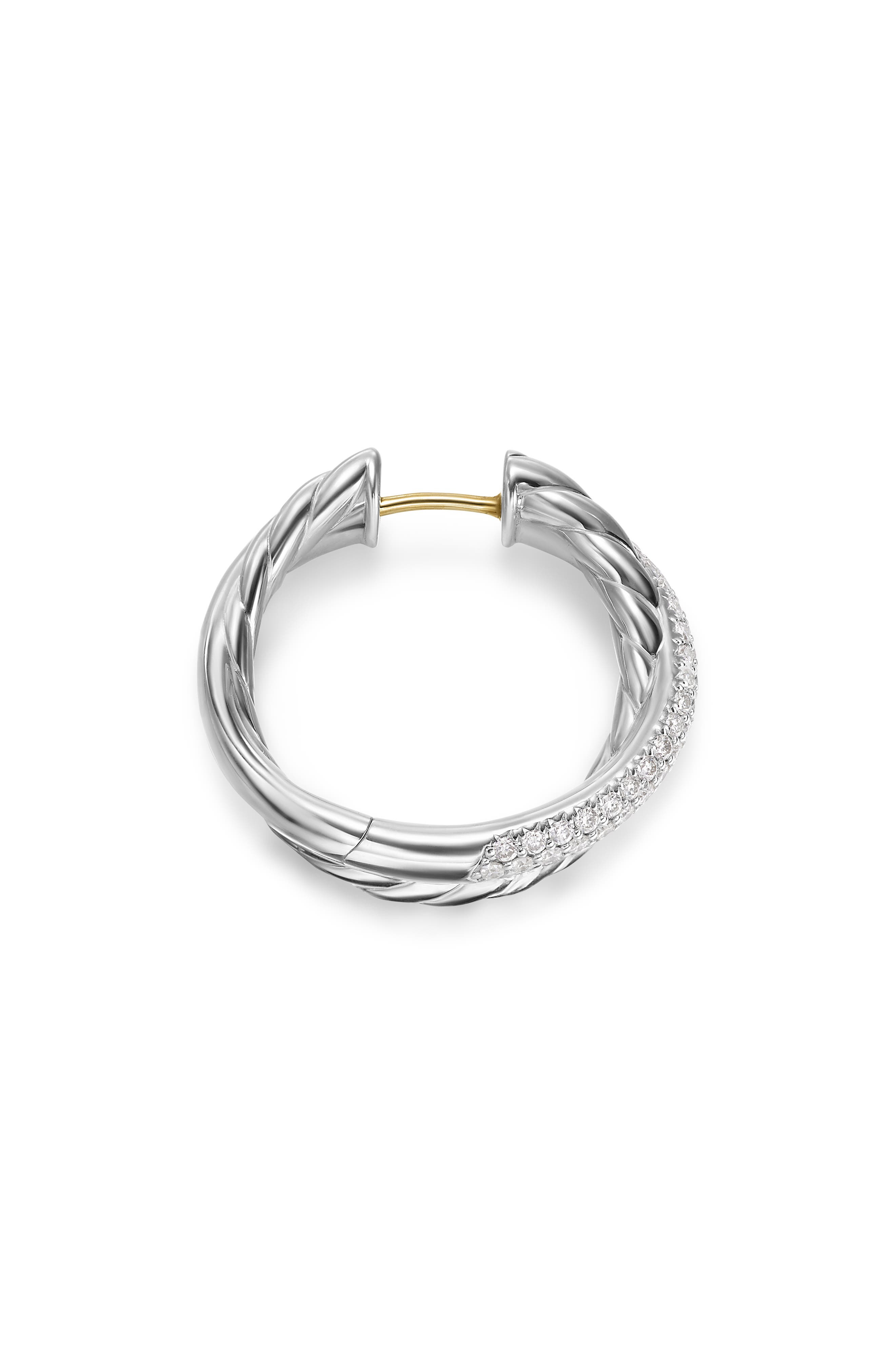 David Yurman Crossover Hoop Earrings in Sterling Silver with Diamonds, 22.4mm at Nordstrom - 5