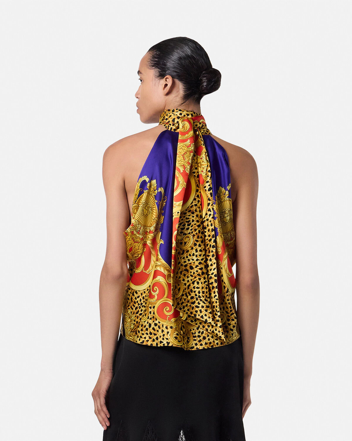 Cheetah Barocco Silk Lavallière Top - 5