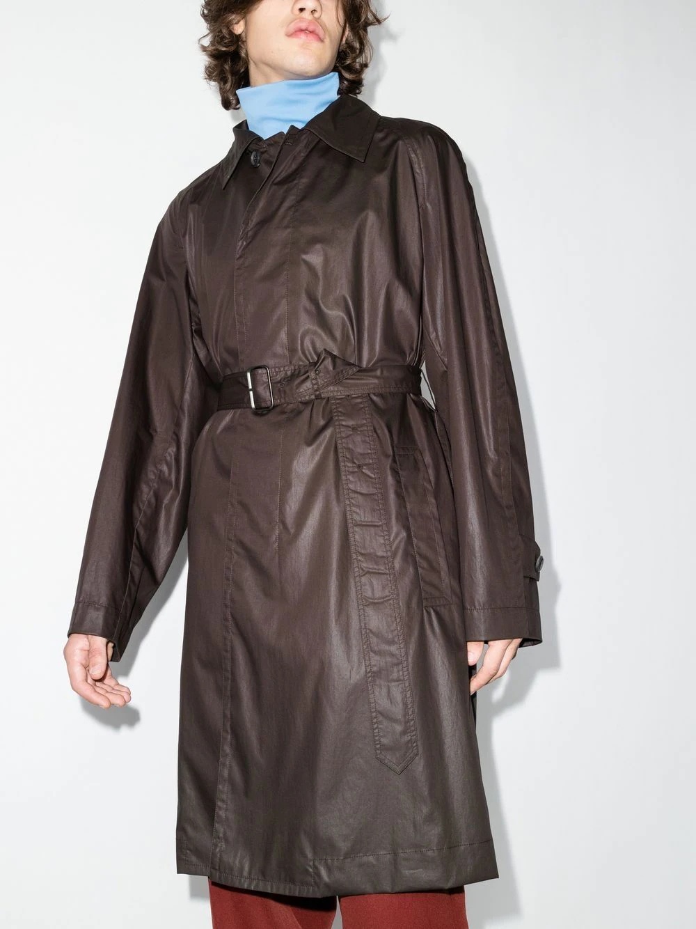 mid-length belted trench coat - 2