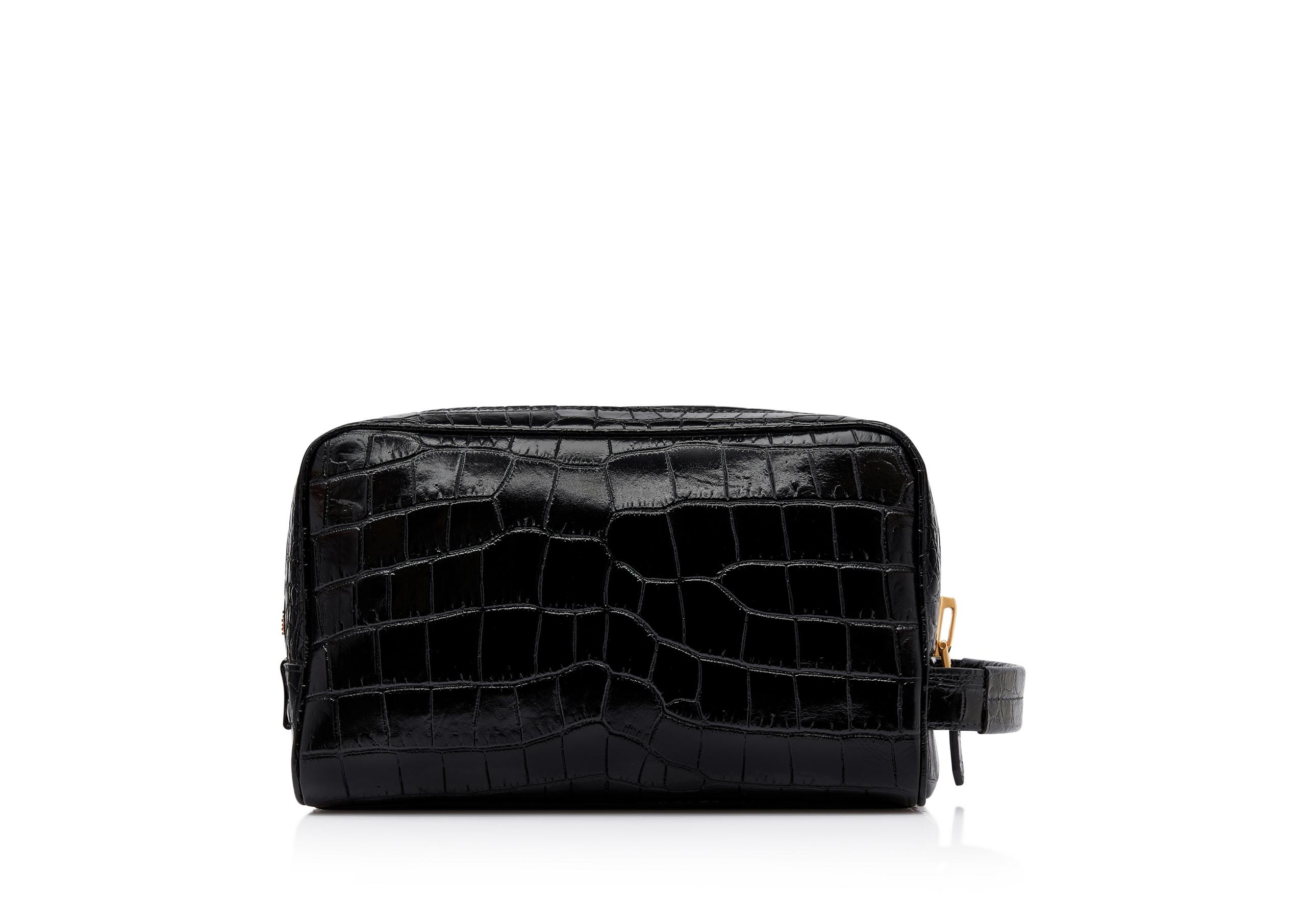 PRINTED ALLIGATOR LEATHER TOILETRY CASE - 3