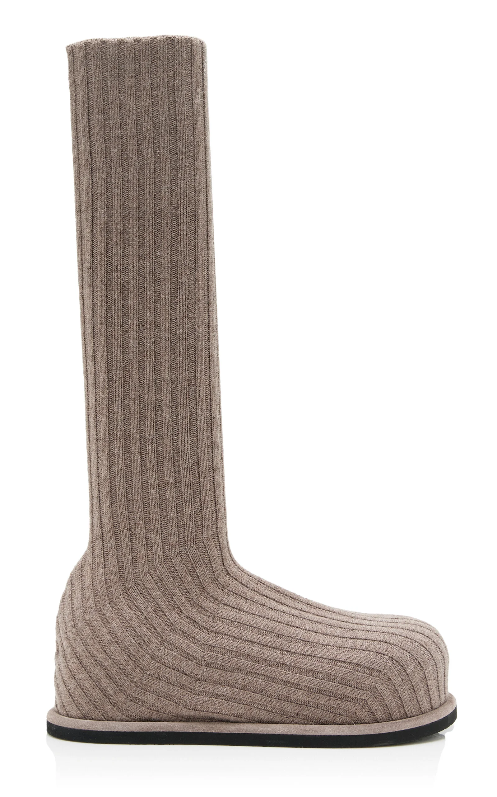 Veneda Ribbed-Knit Platform Knee Boots taupe - 1