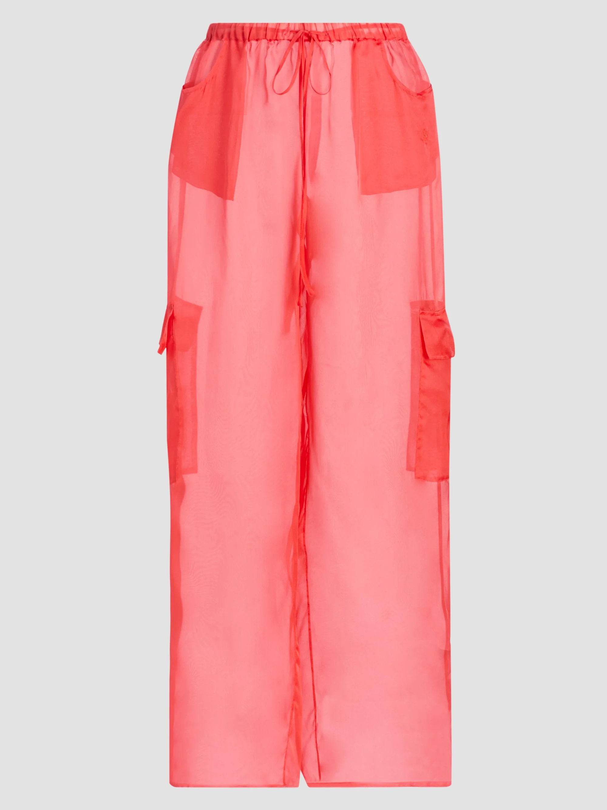 Women's Sheer Silk Organza Pants - Pamplemousse - 1