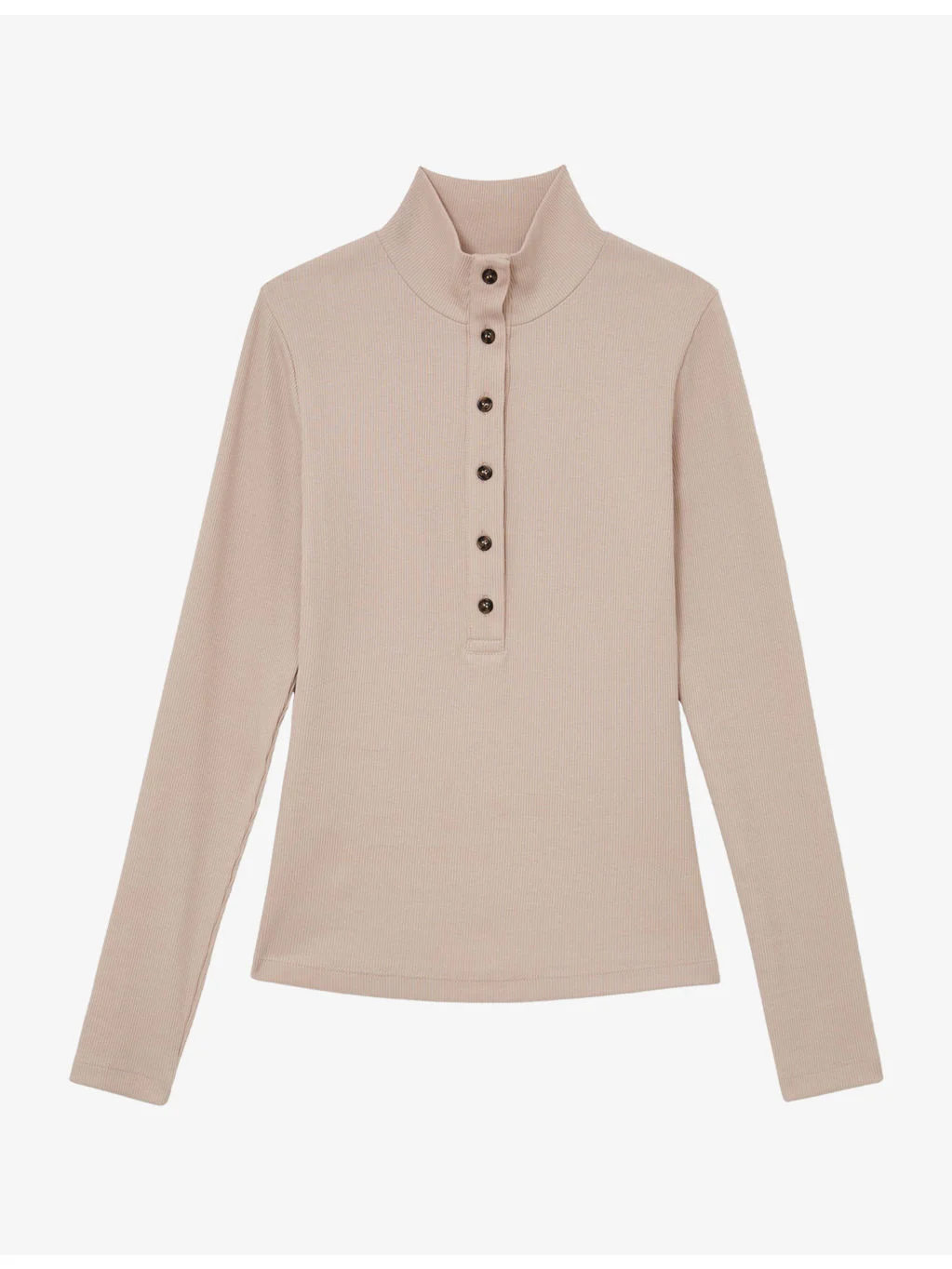 Ida Funnel-Neck Stretch-Cotton Top - 1