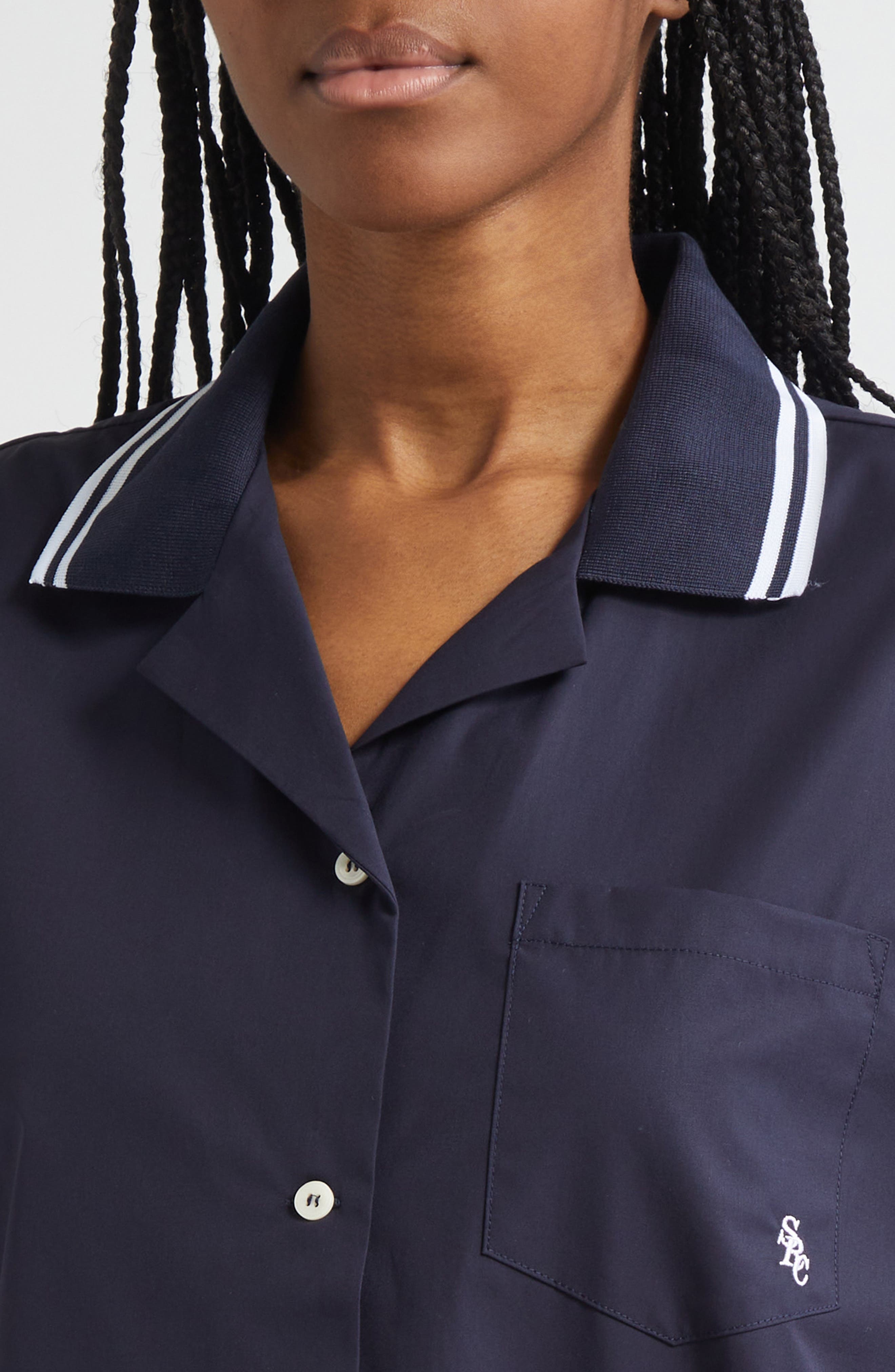 Sporty & Rich SRC Sailor Button-Up Shirt in Dark Navy at Nordstrom - 5