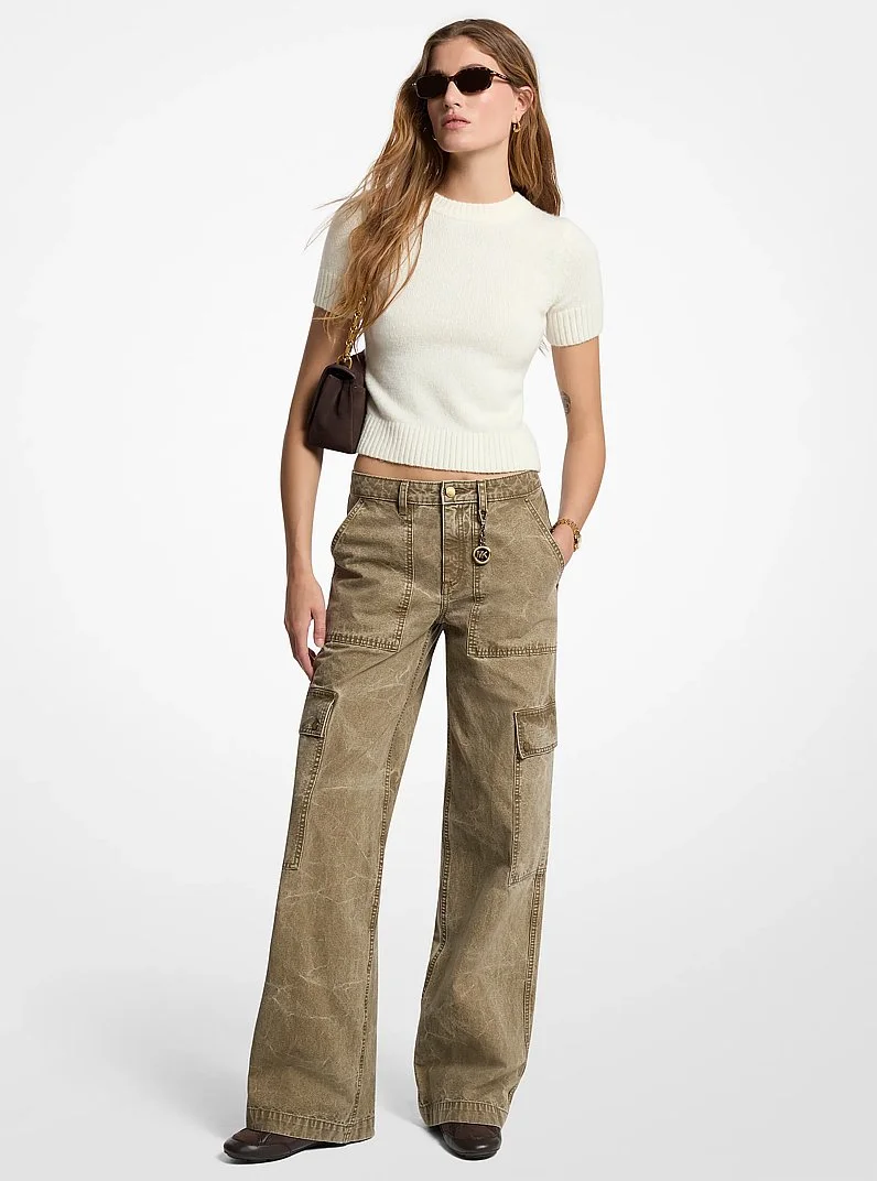 Garment-Dyed Denim Cargo Pants - 1
