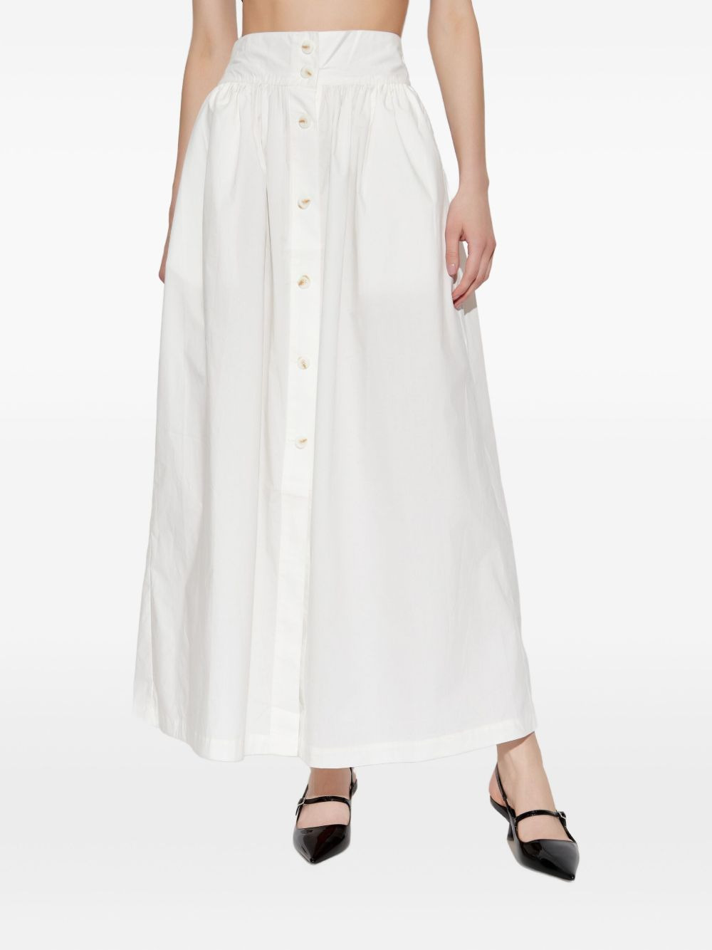 button-front gathered maxi skirt - 3
