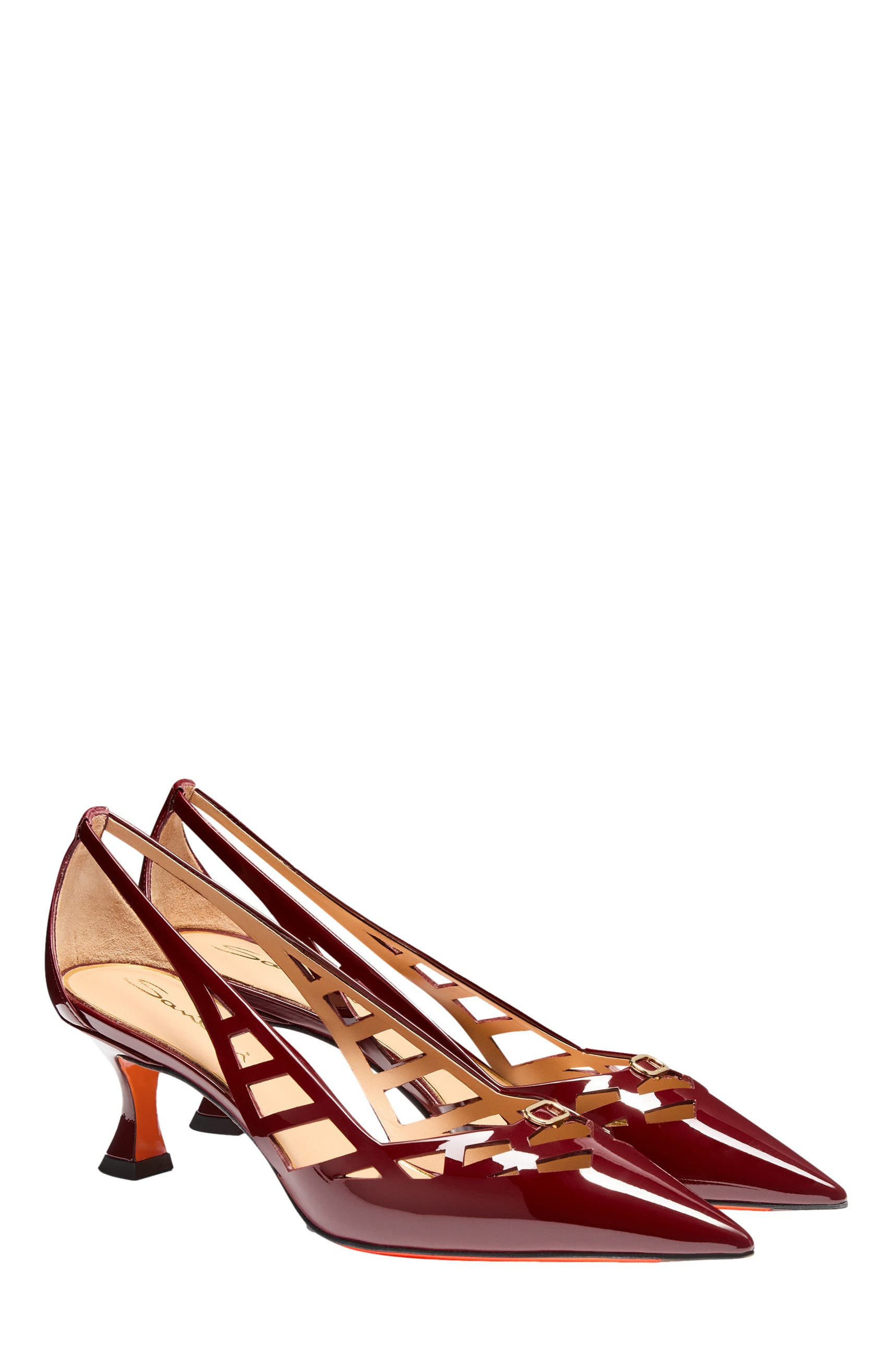 Santoni Women's  patent leather mid-heel pump in Red at Nordstrom - 2