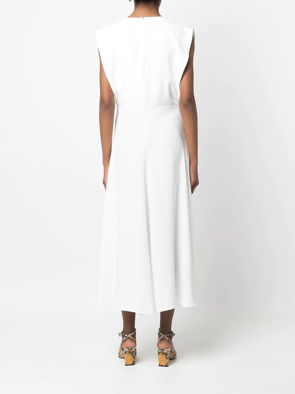 sleeveless V-neck midi dress - 4