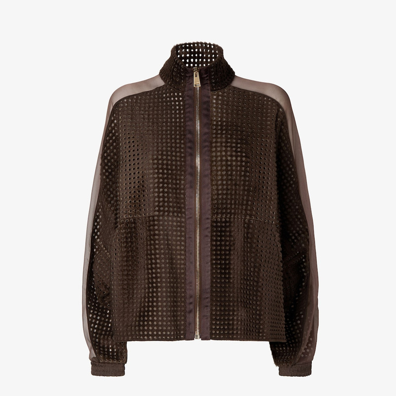 Jacket Brown shearling and organza jacket 1