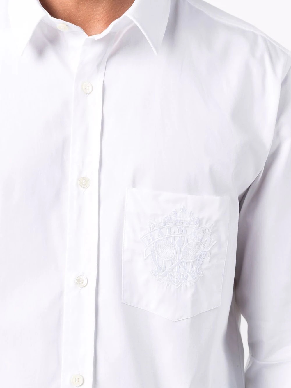 embroidered-logo cotton shirt - 5