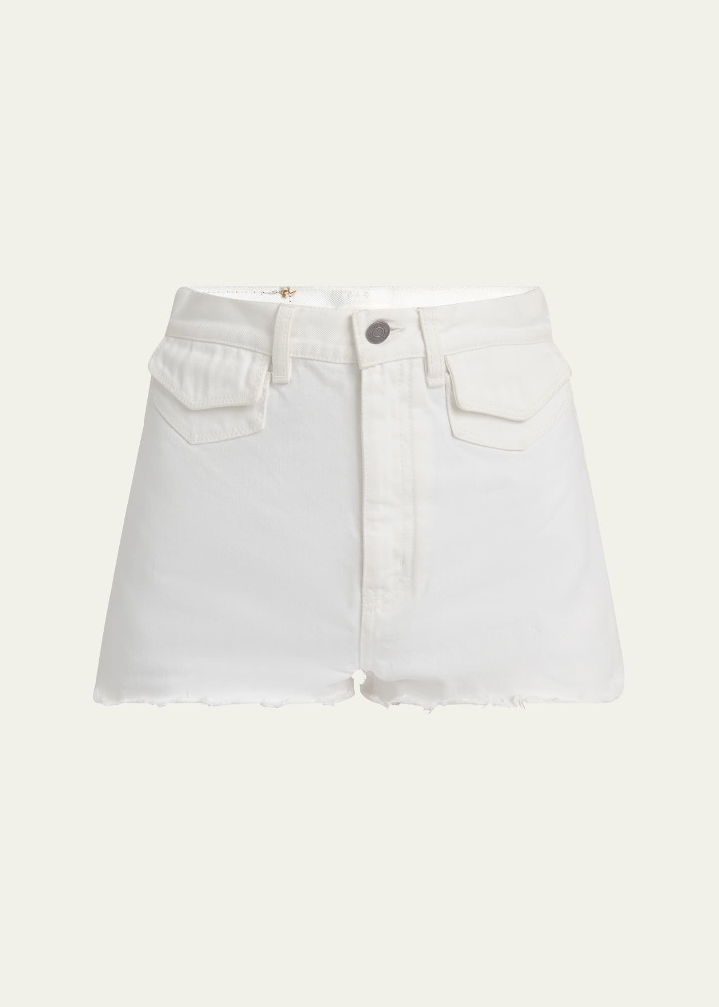 Frayed-Hem Cotton Denim Shorts - 1