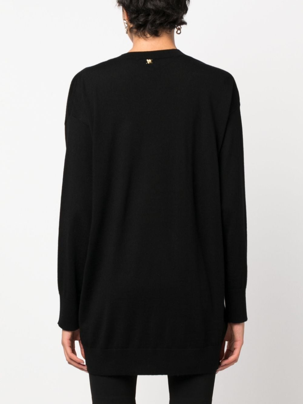 ruffle-detail V-neck wool jumper - 4