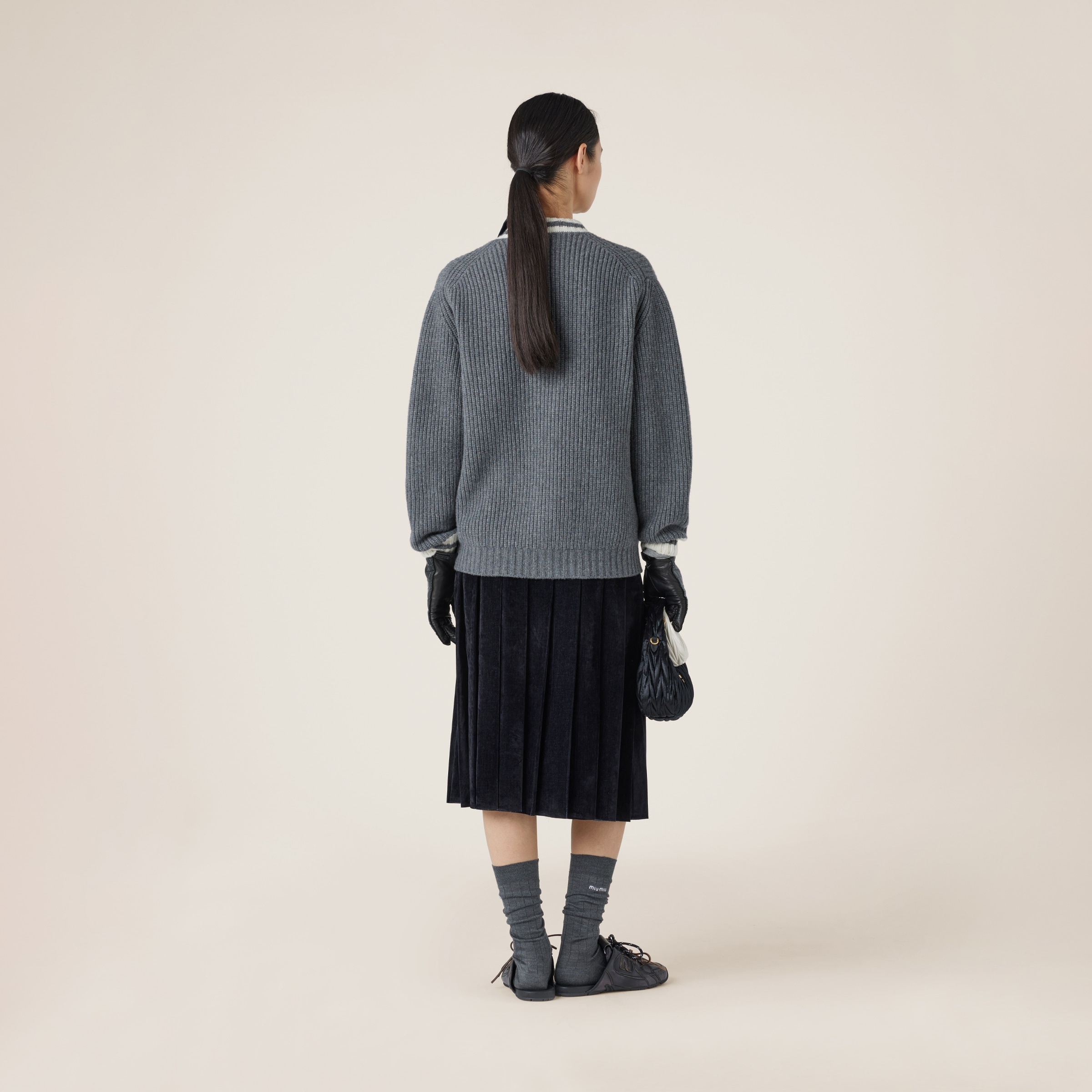 Ribbed knit wool and cashmere cardigan - 3