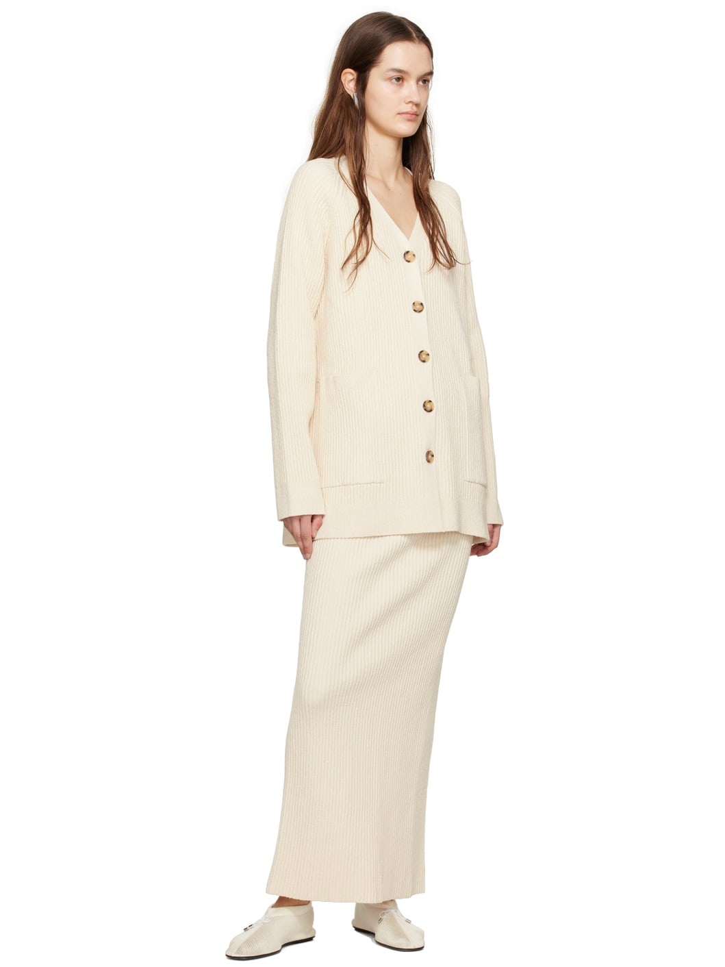 Off-White Vented Maxi Skirt - 4