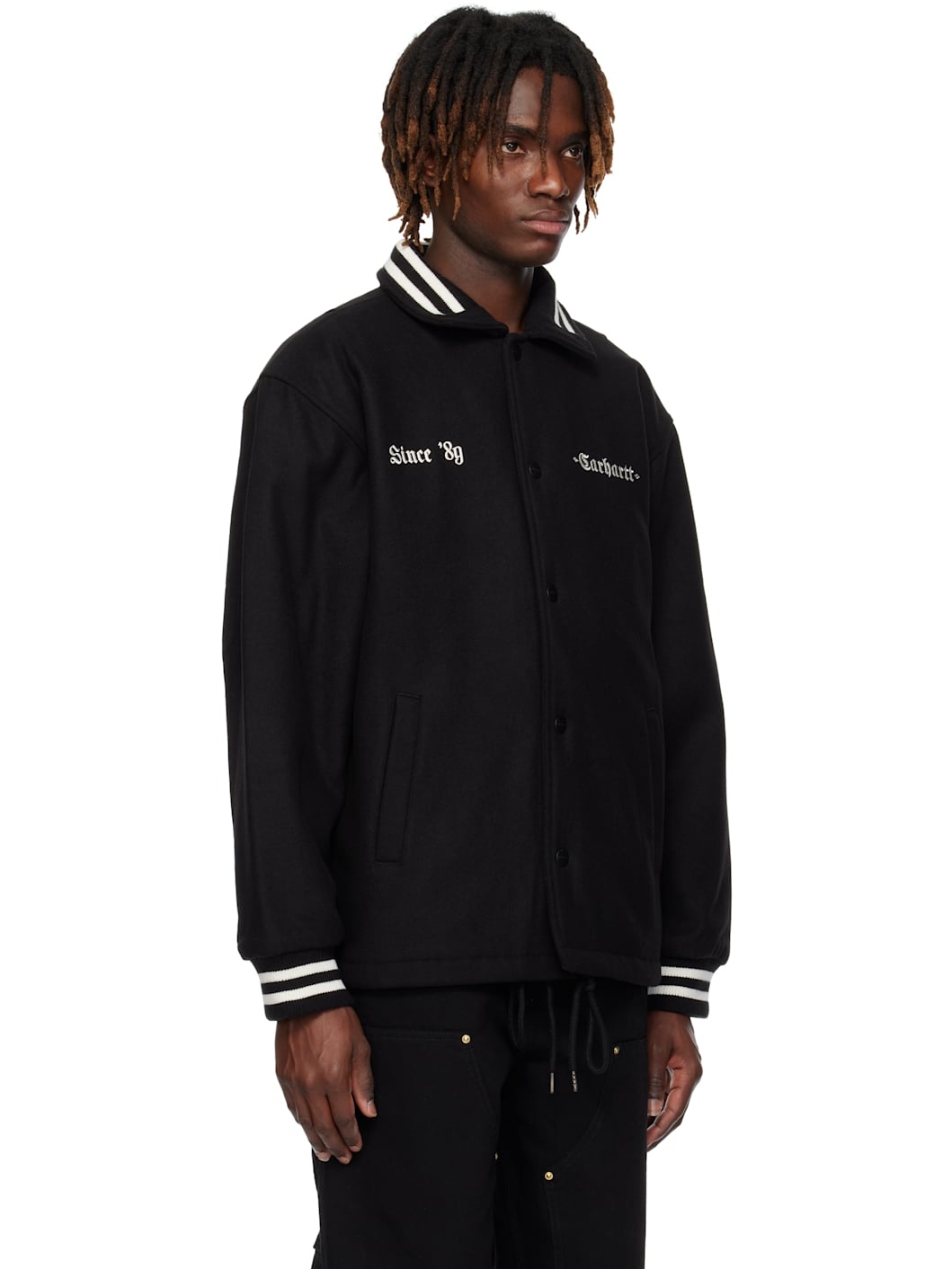 Black Wool Coach Bomber Jacket - 2