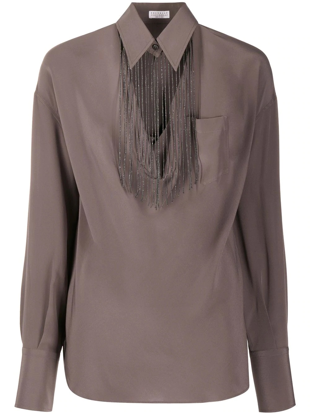 fringed collar detail blouse  - 1