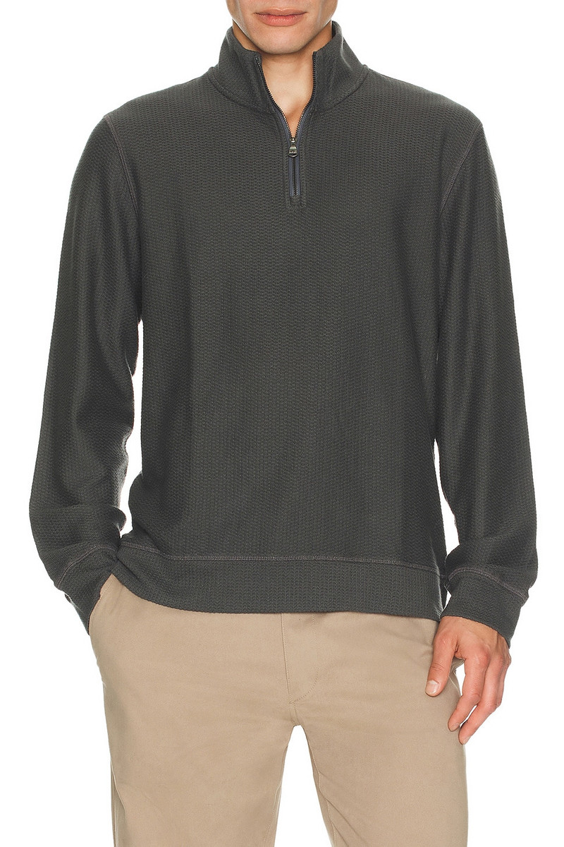 FAHERTY Textured Knit Quarter Zip Sweater outlook