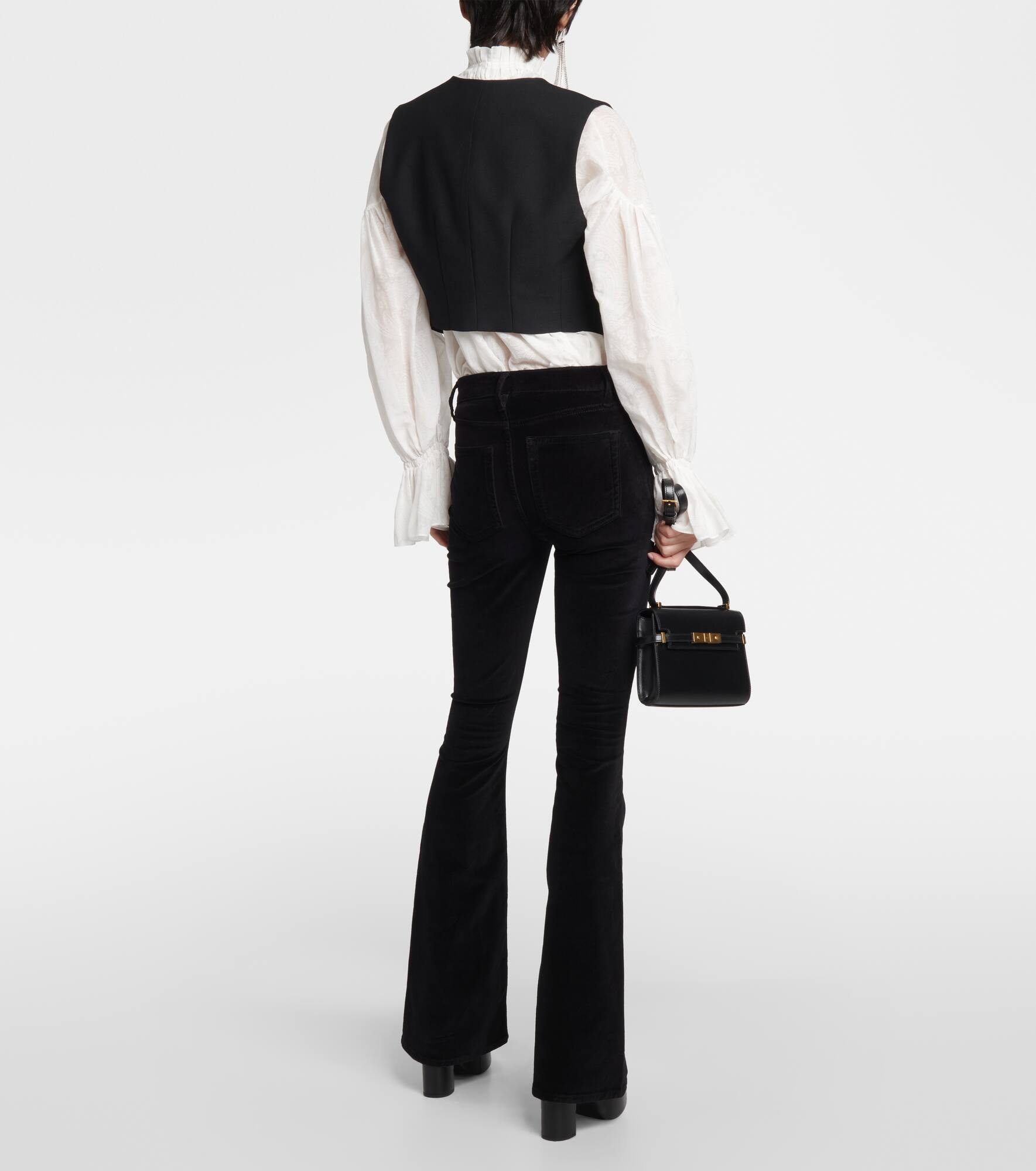 High-rise velvet flared pants - 3