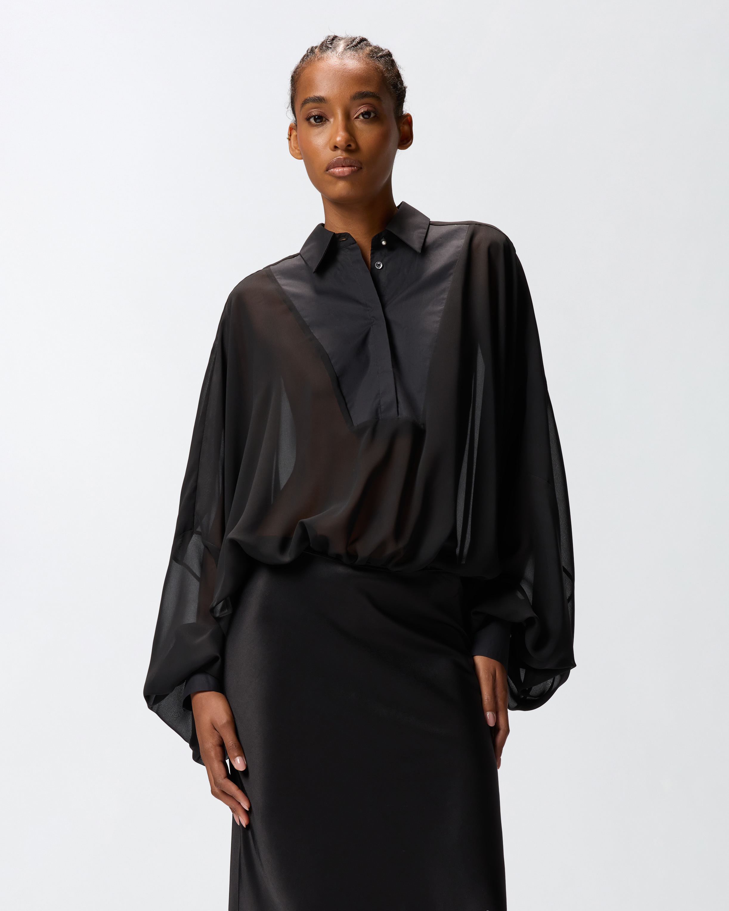 CHIFFON BLOUSE BODYSUIT - 2