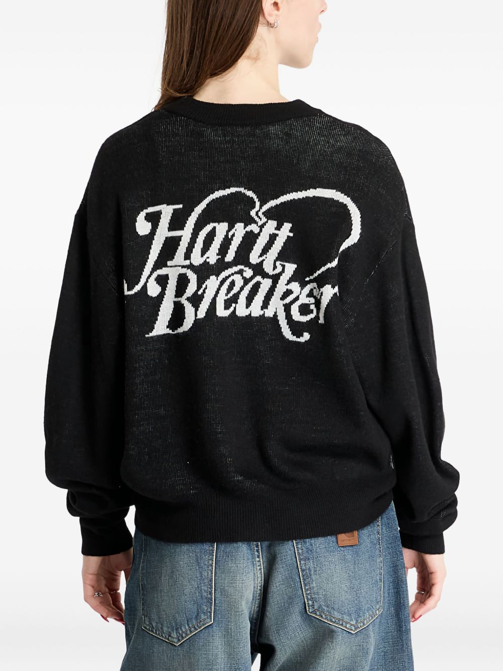 logo-embroidered buttoned cardigan - 4