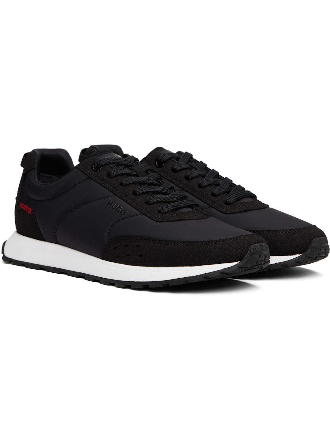 Black Printed-Logo Faux-Leather Sneakers - 4