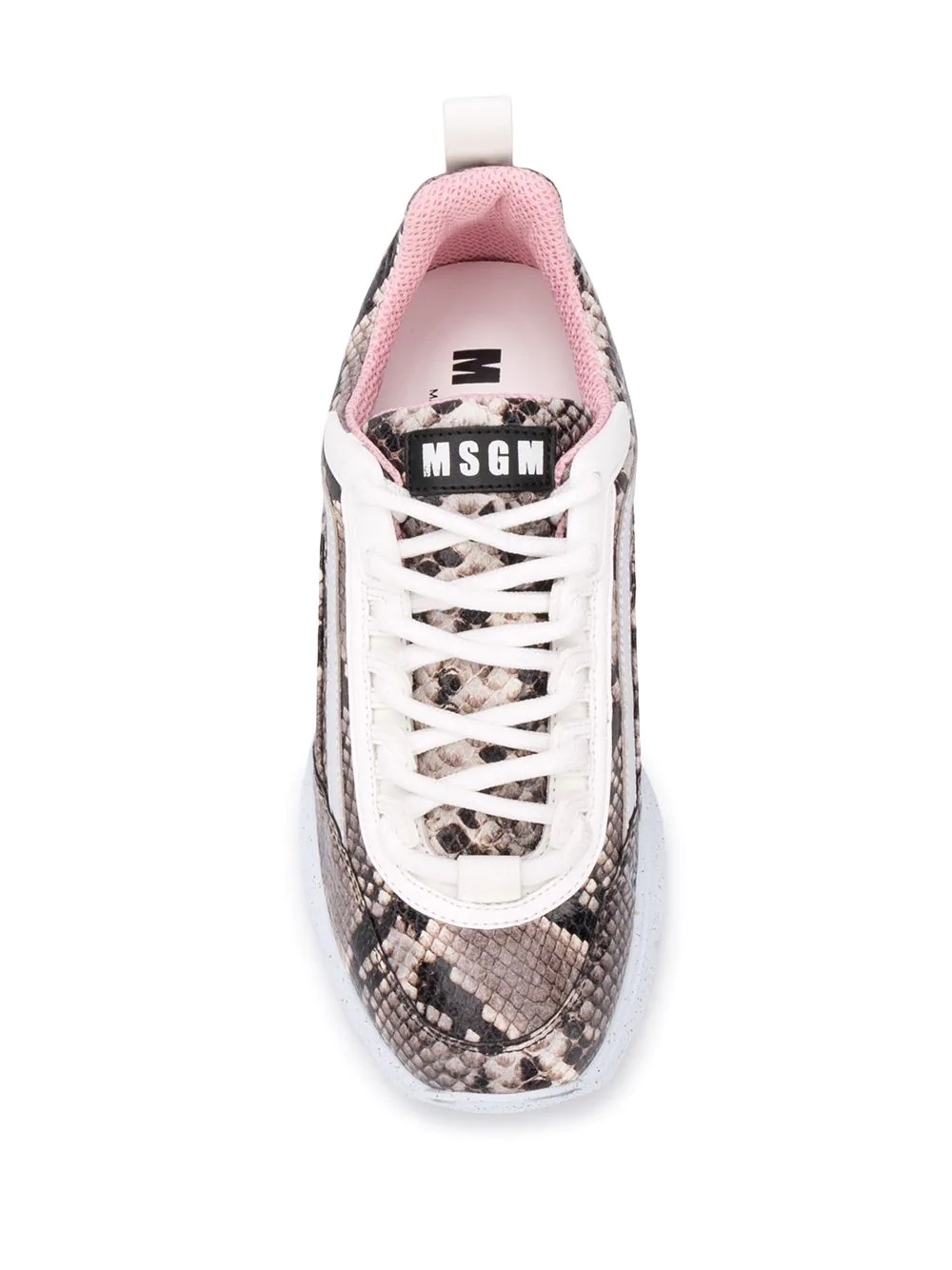 snake-print lace-up sneakers - 4