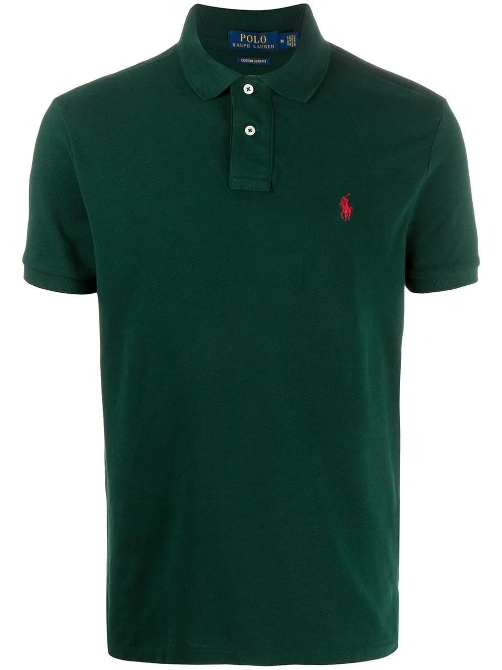 logo-embroidered piqué polo shirt - 1